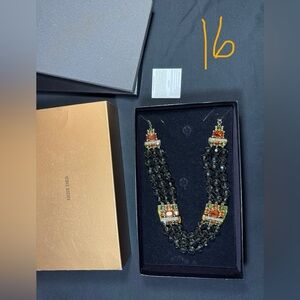 PRICE FIRM • NIB Heidi Daus necklace black orange green smoky quartz Swarovski